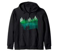 Mountain Landscape Reflection Forest Trees Outdoor Wildlife Zip Hoodie