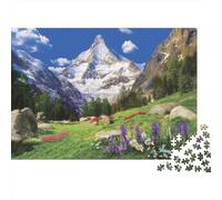 Mountain Landscape Scene 1000 Piece Jigsaw Puzzle Matterhorn Alpine Meadow for Adult Educational Game Home Decoration Difficult Challenging Birthday Gifts 52x38cm/1000pcs