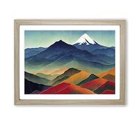 Mountain Landscape Watercolour Vol.5 Abstract H1022 Framed Print for Living Room Bedroom Home Office Décor, Wall Art Picture Ready to Hang, Oak A3 Frame (46 x 34 cm)