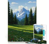 Mountain Landscape with Meadow And Trees 1000 Pieces Jigsaw Puzzles for Adults Strong Logic Toy Relaxing Fun Clear Edge Memorable Gift (38x26cm)