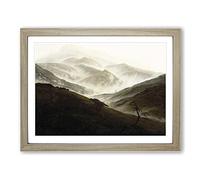 Mountain Landscape With Mist By Caspar David Friedrich Classic Painting Framed Print | A3 Oak Framed Wall Art | Ready to Hang | Classic Landscape Picture | Living Room Bedroom Lounge Office