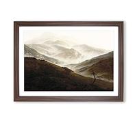 Mountain Landscape with Mist by Caspar David Friedrich Framed Print | A2 Walnut Framed Wall Art | Ready to Hang | Modern Landscape Picture | Living Room Bedroom Lounge Office