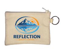 Mountain Landscape with Sunrise Reflection Key Chain Coin Purse Beige