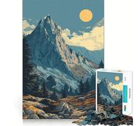 Mountain Landscape with Trees And Sun 1000 Pieces Jigsaw Puzzles for Teenagers Wise Think Toy Calm Fun Clear Cut Art Collectible (38x26cm)