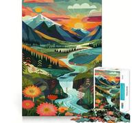 Mountain Landscape with Waterfall Jigsaw Puzzles for Teenagers 1000 Pieces Strong Logic Toy Shared Fun Clear Edge Lovely Present (38x26cm)