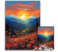 Mountain Landscape with Wild Flowers Jigsaw Puzzles for Adults 1000 Piece Jigsaw Puzzles for Adults Home Decor Brain Teaser Game for Teenagers & Family Interaction 1000 PCS(38x26cm)