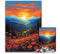 Mountain Landscape with Wild Flowers Jigsaw Puzzles for Adults 1000 Piece Puzzles for Adults Brain Challenge Gift Educational Activity for Teenagers 1000 PCS(75x50cm)