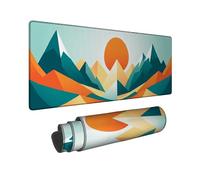 Mountain Large Mouse Pad, Modern Geometric Sun Pyramid Summer Teal Rubber Washable Cloth Mousepads for Desk Desk Accessories for Gaming Computer Laptop 16x36 Inch