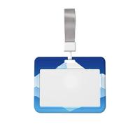 Mountain Layer Blue Id Badge Holder with Lanyard-Horizontal Card Protector, Clear Abs Hard Shell for Work Office Events