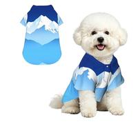 Mountain Layer Blue L Pet Hawaiian Shirt for Small Dogs-Cute Summer Beach Outfit for Puppy, Soft Breathable Cat Clothes with Buttons