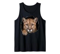 Mountain Lion Breaking Through Torn Hole Wild Cat Graphic Tank Top