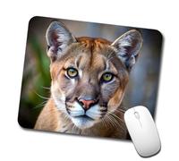 Mountain Lion Cougar Face Mouse Mat Durable Desk Mat Washable Mouse Pad For Laptop Travel Office 25X30Cm