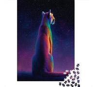 Mountain Lion Under The Stars Rätsel Für Erwachsene |Rainbow Fur| 38x26cm/1000pcs Puzzles Lernspiele Home Decor Puzzles