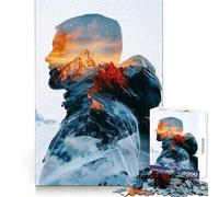 Mountain Man Double Exposure 1000 Piece Jigsaws for Adults Puzzle Focus Brain Toy Quiet Fun Tight Edge Santa Wish Item (38x52cm)