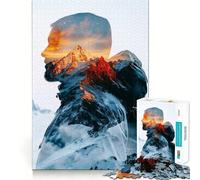 Mountain Man Double Exposure 1000 Piece Jigsaws for Adults Puzzle Focus Brain Toy Quiet Fun Tight Edge Santa Wish Item (38x52cm)