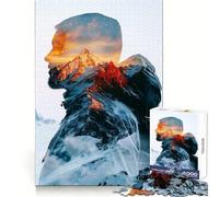 Mountain Man Double Exposure Jigsaw Puzzles for Adults 1000 Piece Logic Boost Toy Group Joy Premium Edge Bday Surprise (38x26cm)