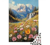 Mountain Meadow Flowers 1000 Pc Sturdy Cardboard Premium Jigsaw Puzzle Couple Partners Decompression Challenge Wall Decoration Value Pack 38x26cm/1000pcs