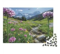Mountain Meadow Flowers 1000 Piece Jigsaw Puzzle Paper for Adults Stream View Puzzle Game for Family Home Relaxation 70x50cm/1000pcs
