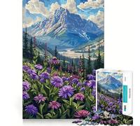 Mountain Meadow Flowers 1000 Pieces Jigsaw Puzzles for Teenagers Wise Think Toy Calm Fun Clear Cut Art Collectible (38x26cm)