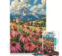 Mountain Meadow Flowers 1000 Pieces Jigsaw Puzzles for Teenagers Wise Think Toy Calm Fun Clear Cut Art Collectible (50x75cm)