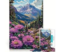 Mountain Meadow Flowers Jigsaw Puzzles for Teenagers 1000 Pieces Fine Logic Toy Soft Relax Neat Edge Premium Gift (50x75cm)