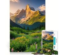 Mountain Meadow Sunset 1000 Piece Jigsaw Puzzles for Adults Jigsaw Brain Skill Warm Time Exact Edge (50x75cm)