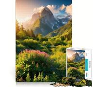 Mountain Meadow Sunset 1000 Piece Jigsaw Puzzles for Adults Jigsaw Fine Logic Toy Quiet Fun Neat Edge Memorable Gift (50x75cm)