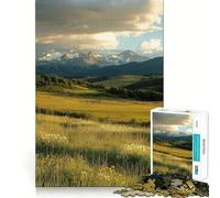 Mountain Meadow Sunset 1000 Piece Jigsaw Puzzles for Teenagers Jigsaw Mind Puzzle Tension Relief Art Assembly Premium Gift (38x26cm)