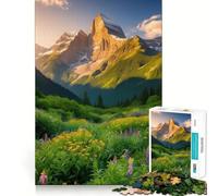 Mountain Meadow Sunset 1000 Piece Jigsaws for Adults Puzzle Focus Brain Toy Quiet Fun Tight Edge Santa Wish Item (38x26cm)