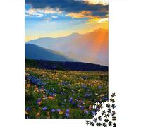 Mountain Meadow Sunset 1000 Pieces Non-Toxic Paper Premium Wildflowers Jigsaw for Gift Recipients Relaxation Senior Pastime 52x38cm/1000pcs