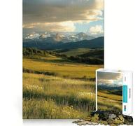 Mountain Meadow Sunset Jigsaw Puzzles for Adults 1000 Pieces Strong Logic Toy Calming Play Clear Edge Artistic Gift (38x52cm)