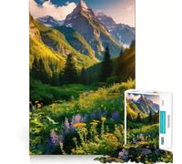 Mountain Meadow Sunset Jigsaw Puzzles for Teenagers 1000 Pieces Fine Logic Toy Soft Relax Neat Edge Premium Gift (38x26cm)