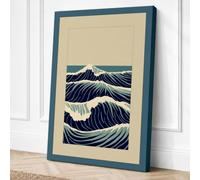 Mountain Meets Sea Japandi Canvas Wall Art Print 30x20 Inch (76 x 51 cm)