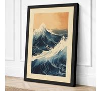 Mountain Meets Tide Japandi Canvas Wall Art Print 30x20 Inch (76 x 51 cm)