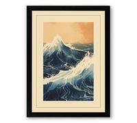 Mountain Meets Tide Japandi Framed Wall Art Print A1 (84.1×59.4cm) Black, Wall Decor for Living Room, Bedroom, Office & Home, Ready to Hang, Art Gift