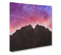 Mountain Mirror Painting Modern Canvas Wall Art Print Ready to Hang, Framed Picture for Living Room Bedroom Home Office Décor, 14x14 Inch (35x35 cm)