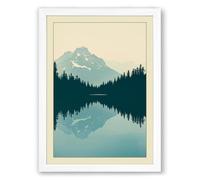 Mountain Mirrored Minimalist Framed Wall Art Print A1 (84.1×59.4cm) White, Wall Decor for Living Room, Bedroom, Office & Home, Ready to Hang, Art Gift