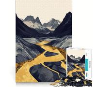 Mountain Nature Gold Decor Jigsaw Puzzles for Adults 1000 Piece Logic Boost Toy Group Joy Premium Edge Bday Surprise (38x26cm)