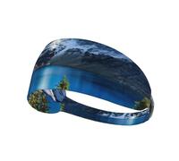 Mountain Nature Lake Print Sports Headbands For Men Women, Moisture Wicking Sweat Band Elastic Wide Hair Bands,For Running, Cycling, Basketball, Gym Exercise, Football