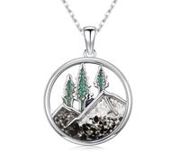 Mountain Necklace for Women 925 Sterling Silver Turquoise Mountain Pendant Range Necklaces Nature Jewelry Gift for Skiers, Hikers, Campers, Climbers and Nature Lovers