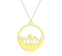 Mountain Necklace for Women Girls Gold Plated Hollow Mountain Charm Disc Pendant The Mountains Are Calling Wanderlust Jewelry