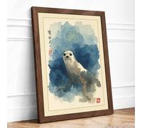 Mountain Otter Japandi Framed Wall Art Print A3 (42×29.7cm) Walnut, Wall Decor for Living Room, Bedroom, Office & Home, Ready to Hang, Art Gift