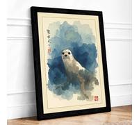 Mountain Otter Japandi Framed Wall Art Print A4 (29.7×21cm) Black, Wall Decor for Living Room, Bedroom, Office & Home, Ready to Hang, Art Gift