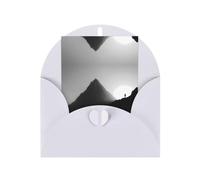 Mountain outline patterned White party invitation, vertical greeting card, suitable for anniversary