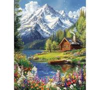 Mountain Paint by Numbers for Adults, Forest Landscape Adult Paint by Numbers Canvas Kits Without Frame, DIY Acrylic Number Painting Adults for Gifts Home Wall Decor 16x20 Inch