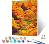 Mountain Paint by Numbers for Adults with Frame, Abstract Paint by Numbers Kits, Easy Painting Kits for Adults & Beginners with Brushes and Acrylic, for Home Wall Decor, Gifts for Women 16x20in 5-7426