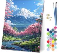 Mountain Paint by Numbers for Adults With Frame, Paint by Numbers Tree, Easy Diy Oil Painting Kits on Canvas with Brushes, Hobbies for Women, Painting for Home Wall Decor Gifts 20x26 inch 0-6021