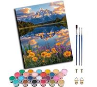 Mountain Paint by Numbers for Adults With Frame, Painting by Numbers for Adults on Canvas Sunset, DIY Crafts for Adults Oil Painting Art Kits, Hobbies for Adults Women, Room Decor Gifts 40x50cm 6-8925