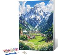 Mountain Paint by Numbers Landscape Painting by Numbers for Adults Beginner DIY Digital Painting Hobbies for Adults Women with 3 Brush and Acrylic Paints Kit for Home Decor, Gifts 20x30cm -zjn2604U0