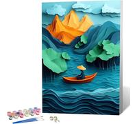 Mountain Paint by Numbers Ocean Painting by Numbers for Adults Beginner DIY Digital Painting Hobbies for Adults Women with 3 Brush and Acrylic Paints Kit for Home Decor, Gifts 40x53inch -zjn2604VH